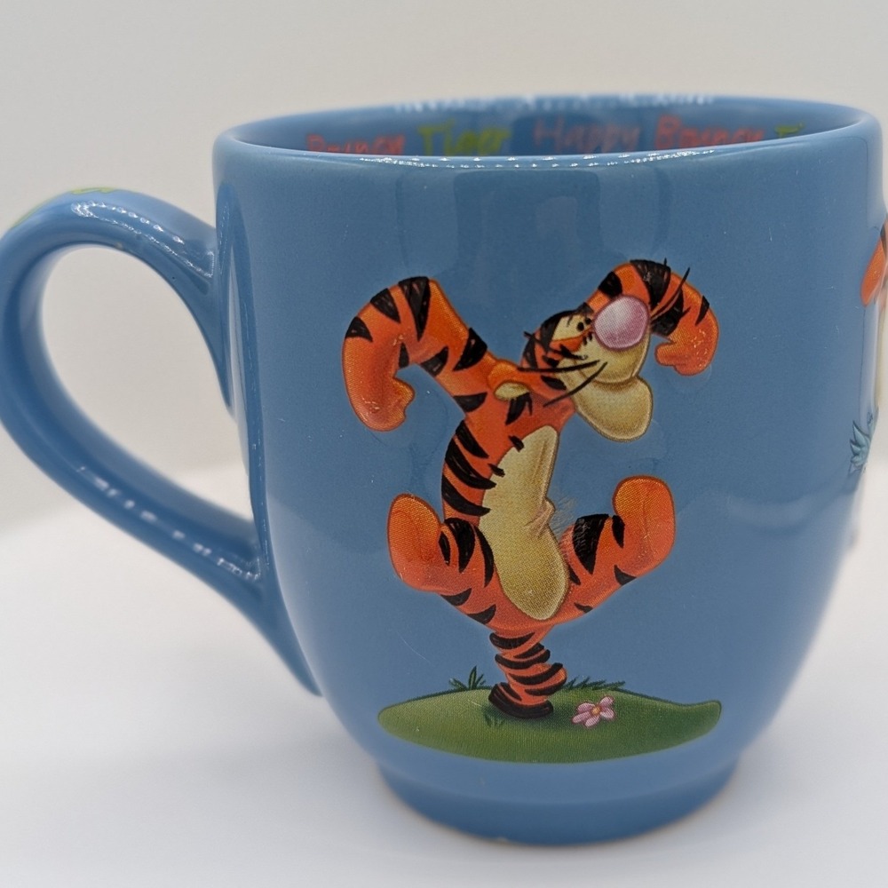Disney Winnie the Pooh 3D Tigger Happy Bouncy Tigger Blue Ceramic Coffee Mug Cup